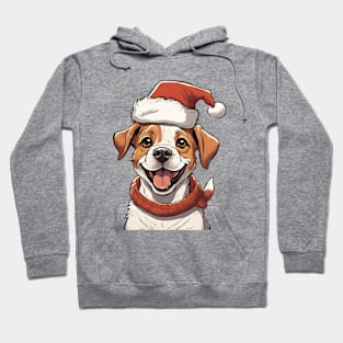 Cute Puppy Dog wearing Christmas Hat Hoodie